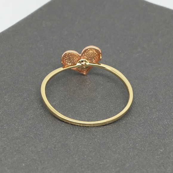 14K Real Two-Tone Gold Heart Ring